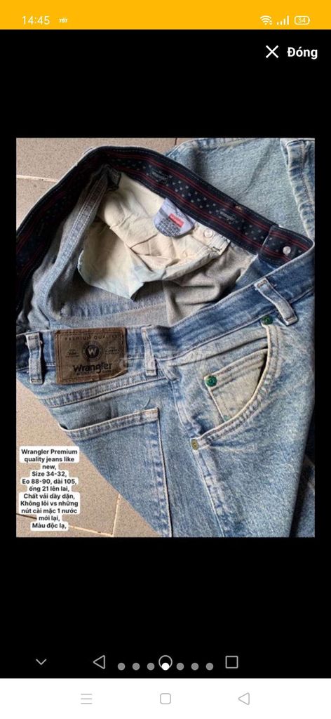 Wrangler Premium jeans like new,.Size 34-32,