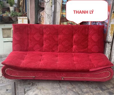 Sofa bed#sofa 2 chức năng@sofa vải nhung màu đỏ