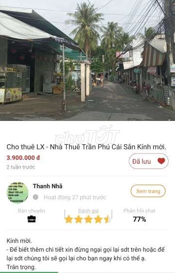 Cho thuê - Nhà Thuê Trần Phú LX.