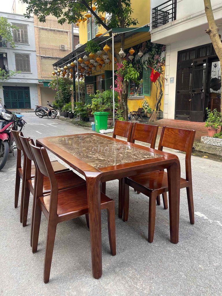 Bộ bàn ăn Gỗ Sồi Nga mặt đá cũ 95%. Mua bán Bàn ghế tại Quận Hà Đông Hà Nội được đăng bởi thu hien nguyen hình 1