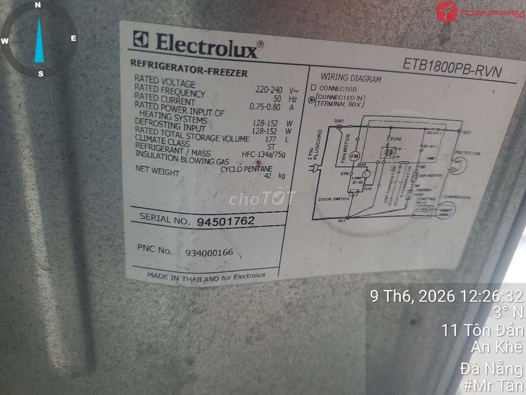 Tủ lạnh Electrolux 177 lít. Mua bán Tủ lạnh tại Quận Liên Chiểu Đà Nẵng được đăng bởi Tân Võ hình 1