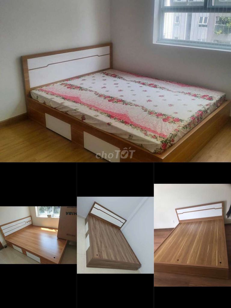 GIƯỜNG GỖ CÔNG NGHIỆP 1M4,1M6,1M8 CÓ 2 HỘC KÉO NRR. Mua bán Giường, chăn ga gối nệm tại Thị xã Bến Cát Bình Dương được đăng bởi xưởng nhựa đài loan hình 1