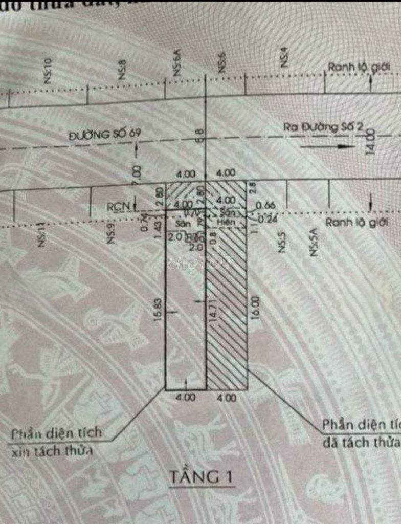 Đất mặt tiền đường số 69, F tân quy, Q7, Cách chợ 200m2, DT 4x20, 9ty8