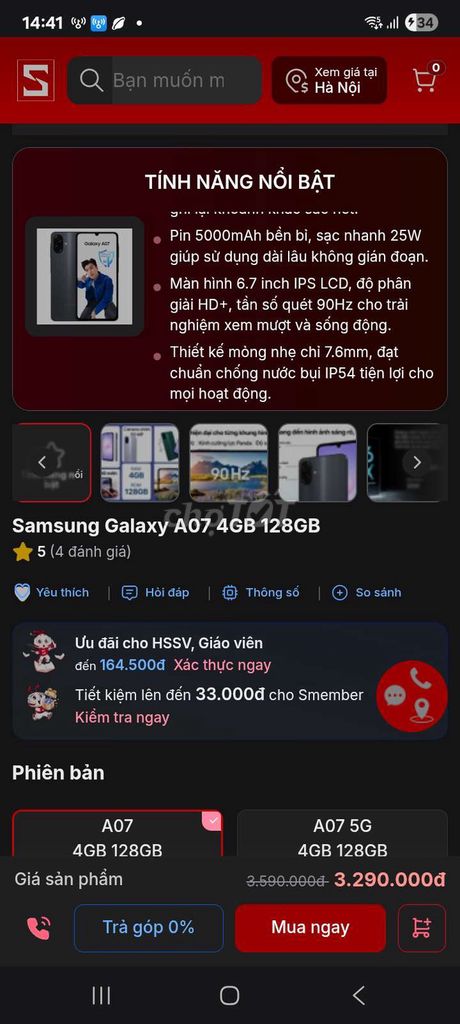 Samsung Galaxy A07 128GB Đen. Mua bán Điện thoại tại Quận Bình Tân Tp Hồ Chí Minh được đăng bởi Nguyễn văn nam  hình 1