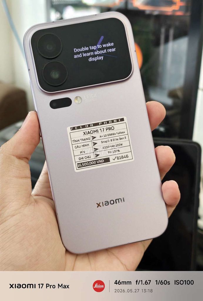 Xiaomi 17 Pro 256GB Tím Rom QT Fullbox Pin 100. Mua bán Điện thoại tại Quận Ninh Kiều Cần Thơ được đăng bởi Zelda Phone hình 1