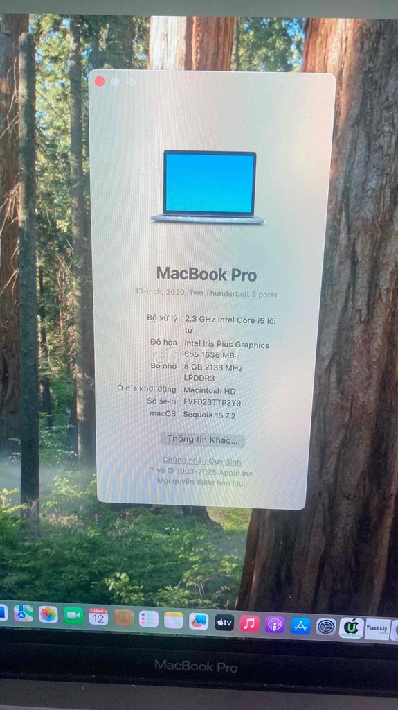 Apple MacBook Pro 2020 i5 8GB. Mua bán Laptop tại Quận 11 Tp Hồ Chí Minh được đăng bởi Nguyễn Thanh hình 1