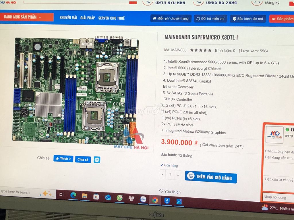 MAINBOARD SUPERMICRO X8DTL + 2 Con Cpu E5620