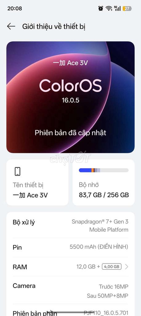 OnePlus Ace 3V 12GB/256GB. Mua bán Điện thoại tại Quận Hoàng Mai Hà Nội được đăng bởi bingchilling hình 1