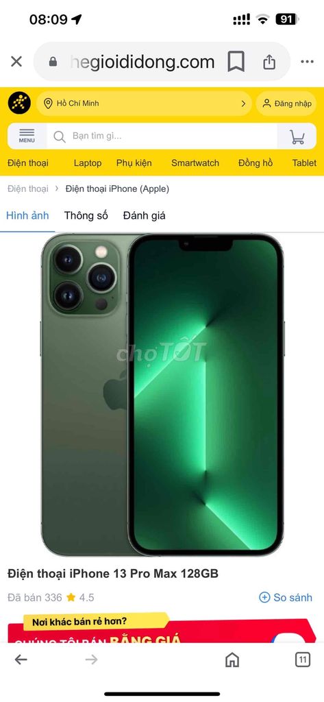 iPhone 13 Pro Max 128GB Vàng Quốc tế mua TGDĐ