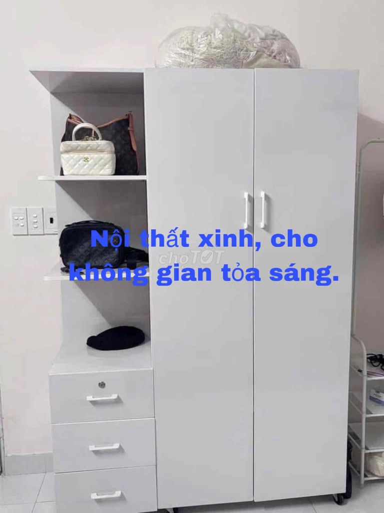 tủ áo xinh 2 cánh 1 kệ bo