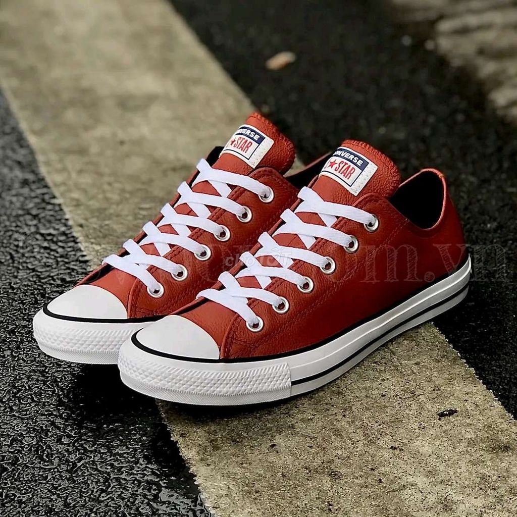 Giày converse da nâu đỏ size 41 42 auth new