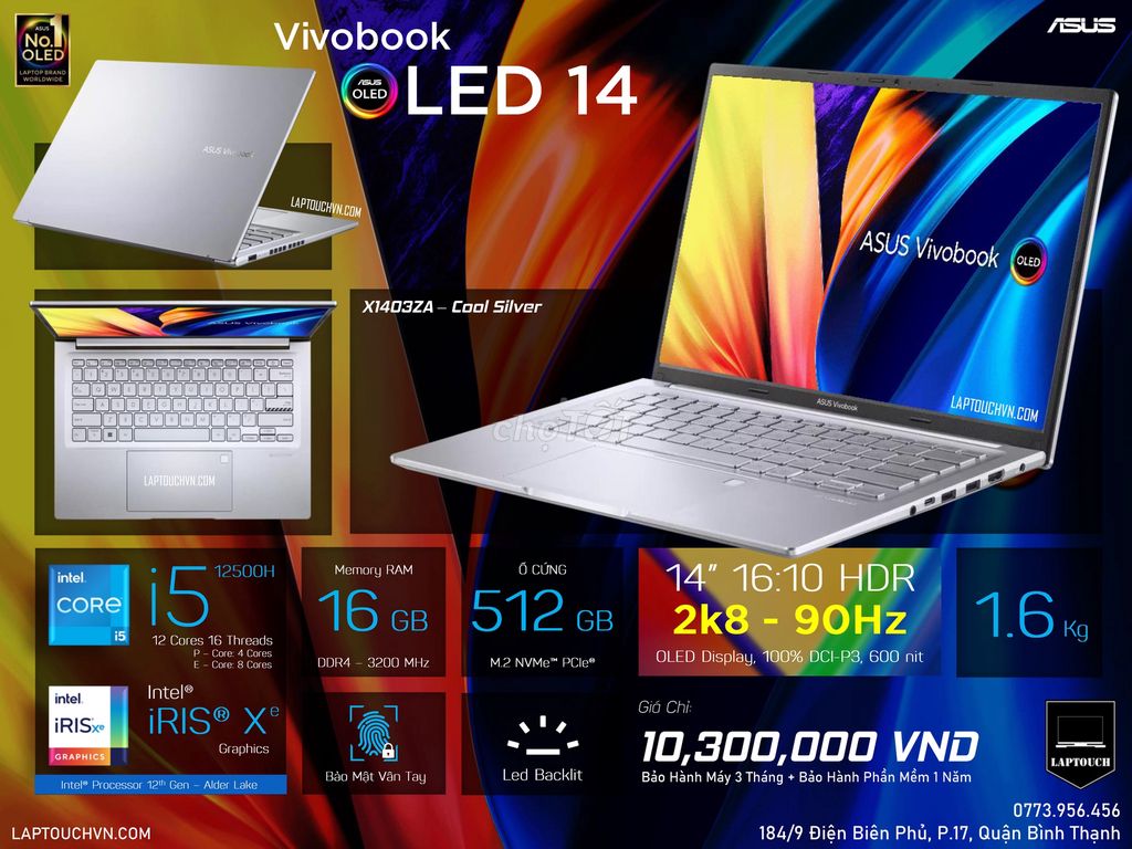Asus Vivobook 14 OLED X1403ZA - Cool Silver. Mua bán Laptop tại Quận Bình Thạnh Tp Hồ Chí Minh được đăng bởi Cửa Hàng Máy Tính Laptouch VN hình 1